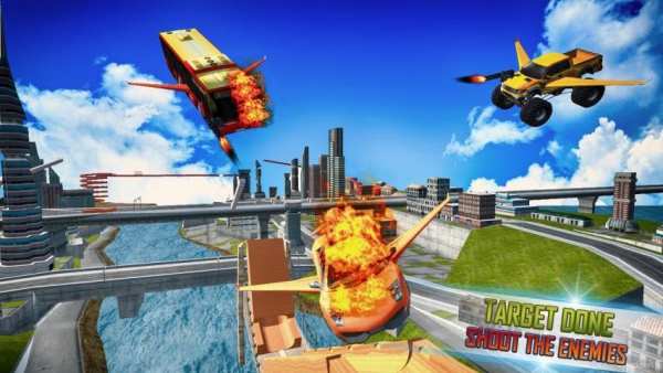 Flying Car Driving Stunt and Shooting Simulator screenshot 1