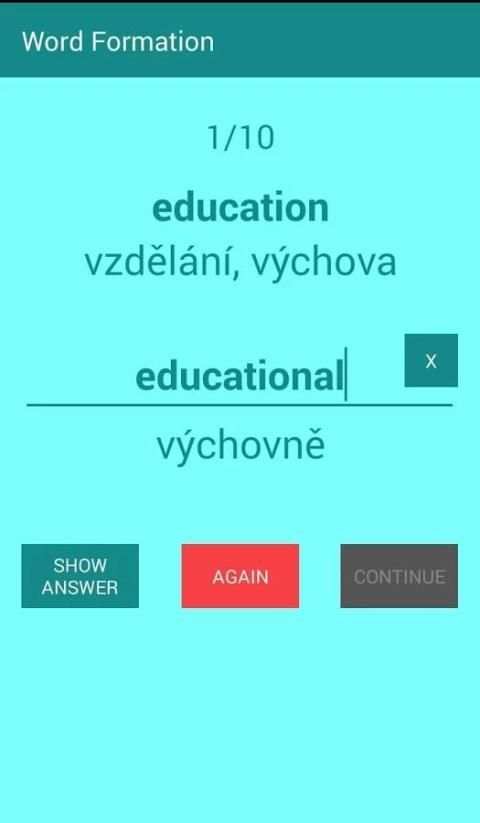 FCE word formation screenshot 5