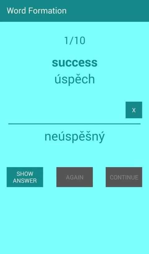 FCE word formation screenshot 1