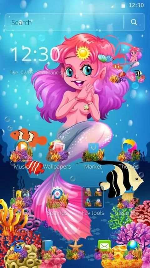 Cute Mermaid Ocean Princess Theme скриншот 2