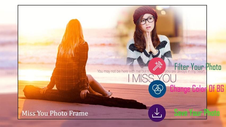 Miss You Photo Frame स्क्रीनशॉट 1