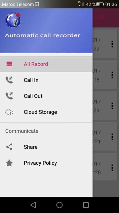 Auto Call Recording 2017 5 تصوير الشاشة