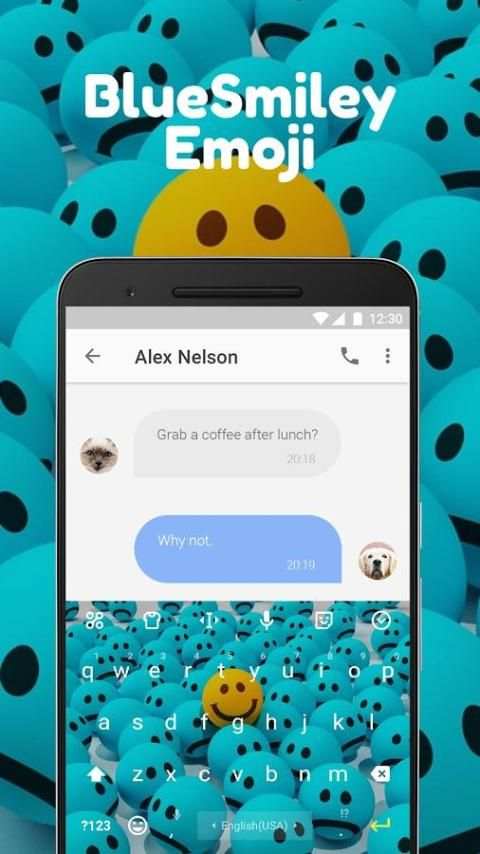 Blue Smiley Emoji Keyboard Theme for Instagram скриншот 3