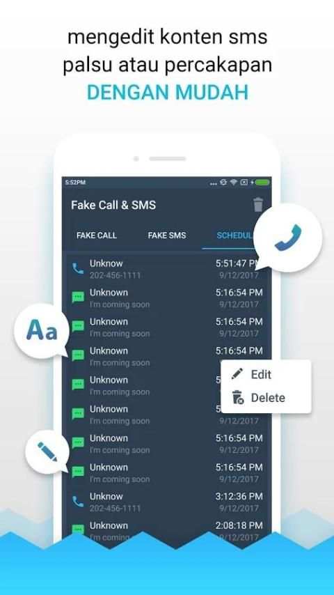 Panggilan Dan SMS Pesan Palsu - Panggilan Palsu screenshot 1