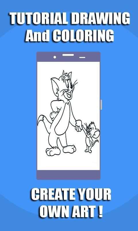 TutorialDrawing: Tom Jerry Free Drawing & Coloring screenshot 2