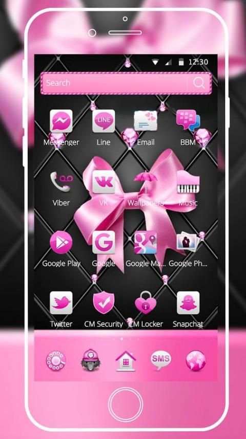 3d pink diamond bow wallpapers theme screenshot 3