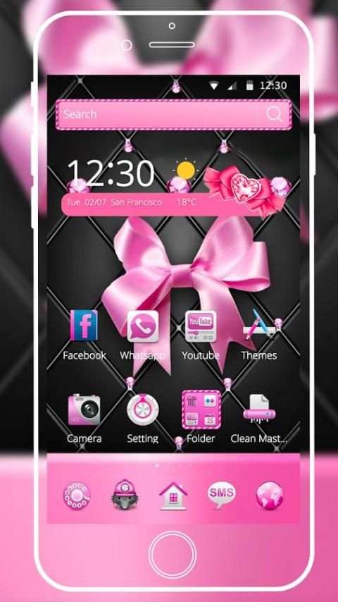 3d pink diamond bow wallpapers theme screenshot 4