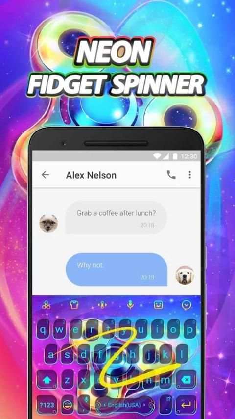 Neon Emoji Keyboard Theme for Fidget Spinner screenshot 1