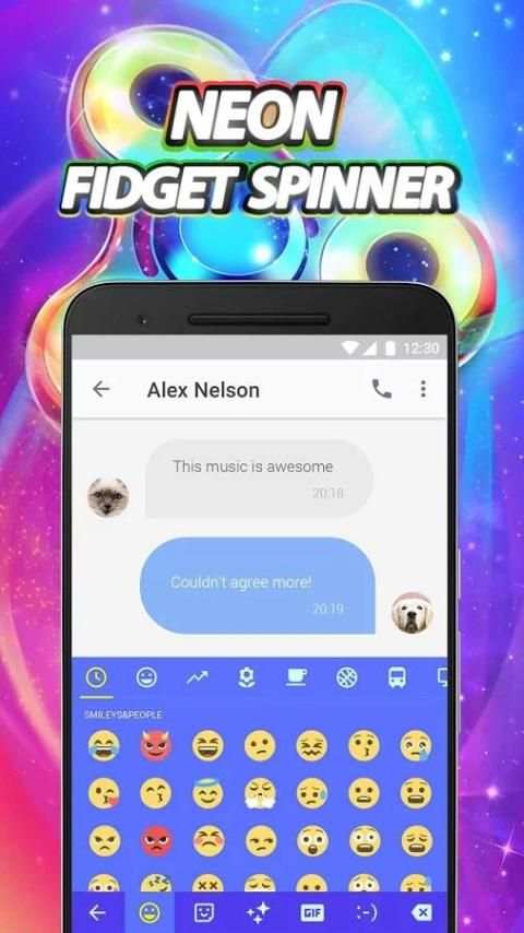 Neon Emoji Keyboard Theme for Fidget Spinner screenshot 4