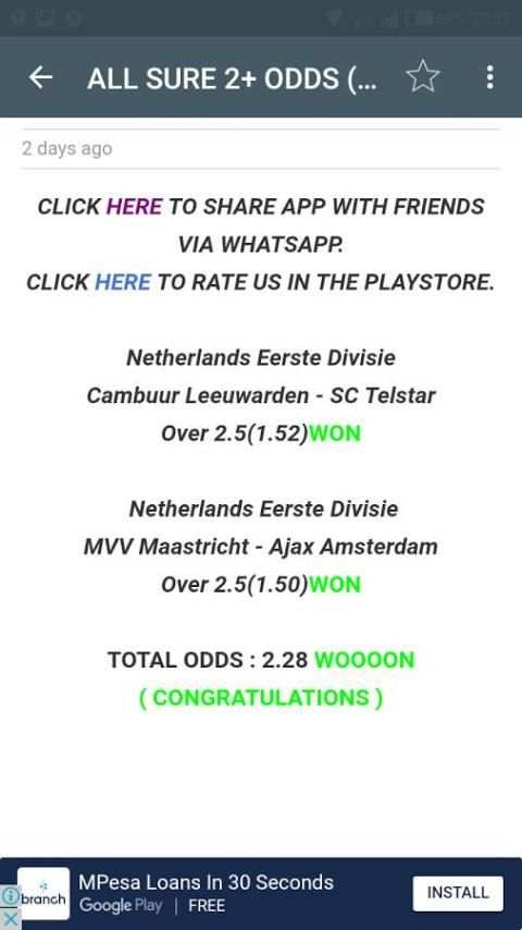 ALL SURE 2+ ODDS SOCCER TIPS screenshot 2