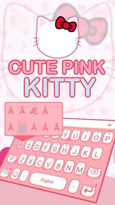 Cute pink Kitty Theme&Emoji Keyboard screenshot 2