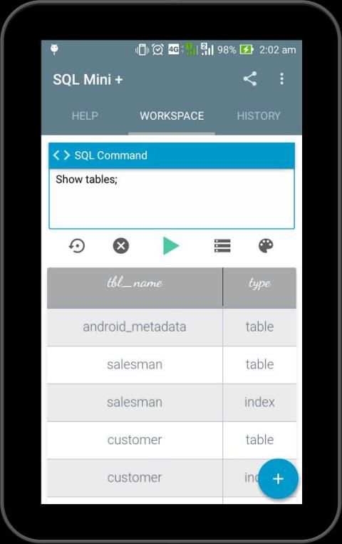 SQL Mini - SQLite Editor 4 تصوير الشاشة