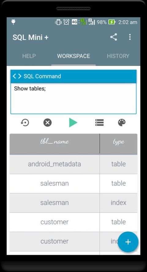 SQL Mini - SQLite Editor 2 تصوير الشاشة