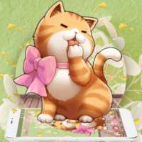 Pink Bow Orange Cat Theme