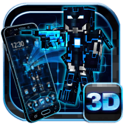 3D Neon Pixel Robot War Theme иконка