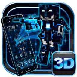3D Neon Pixel Robot War 1.1.2