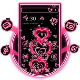 Glitter Salmon Hearts Theme иконка