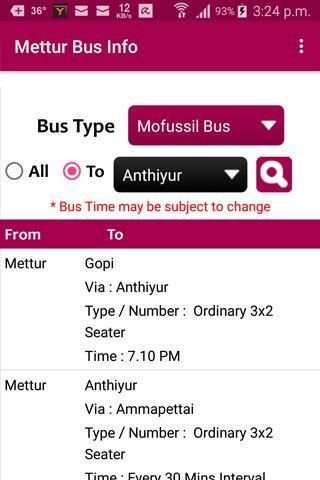 Mettur Bus Info screenshot 7