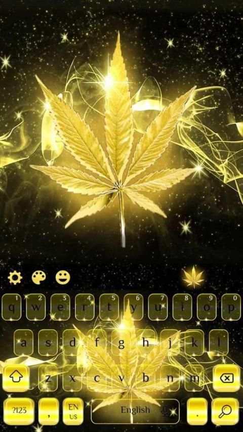 Golden Weed Rasta Shiny Keyboard Theme screenshot 4