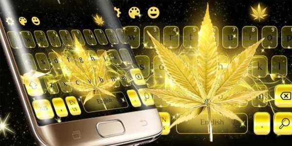 Golden Weed Rasta Shiny Keyboard Theme screenshot 1