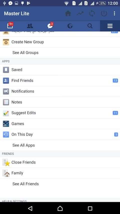 Master Lite for Facebook screenshot 1