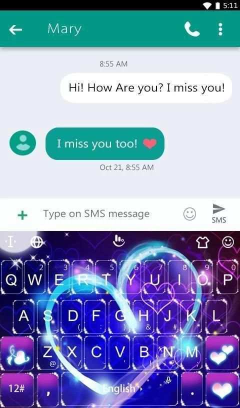 Neon Heart Keyboard Theme screenshot 5