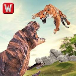 T-rex dino & angry tiger attack 1.5
