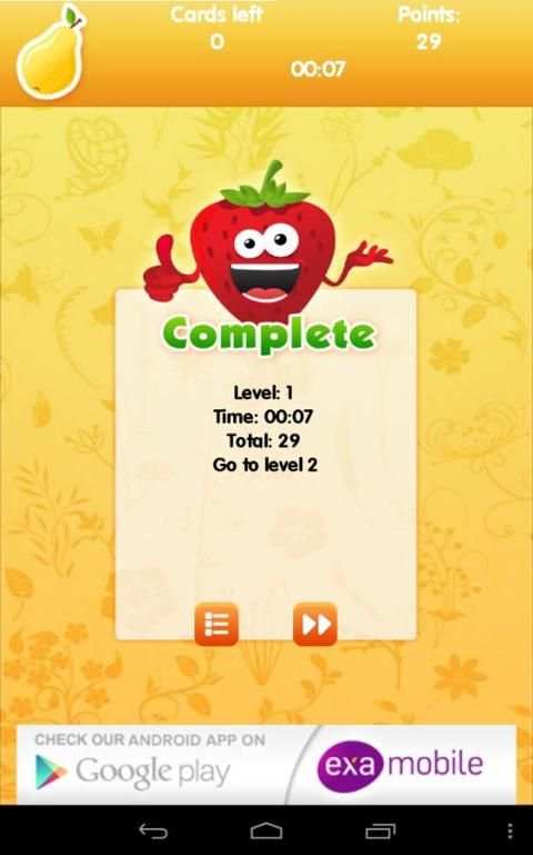 Memo Fruits: ćwicz pamięć screenshot 2