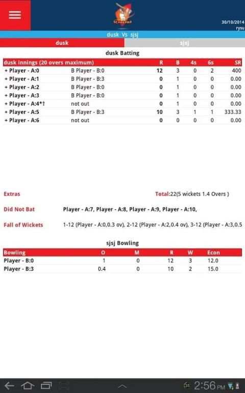 Cricket Score Pad скриншот 1