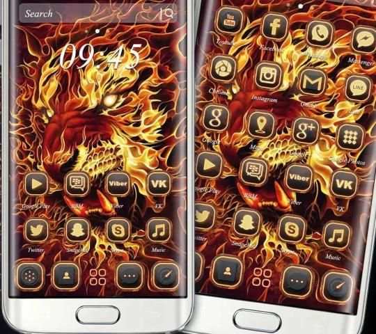 Red Fire Lion Theme 8 تصوير الشاشة