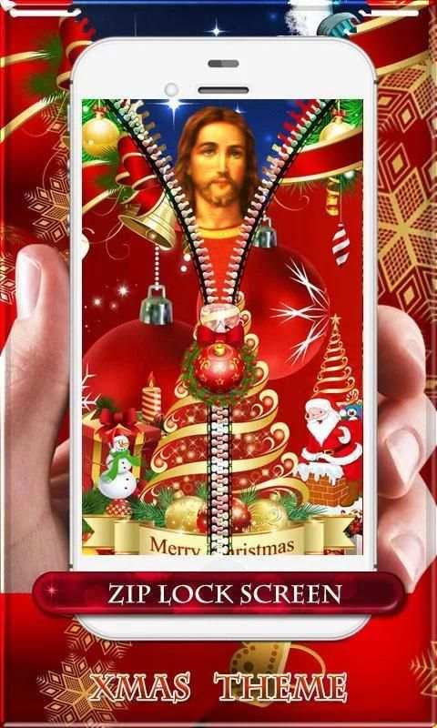 Christmas Theme Zipper Lock скриншот 1
