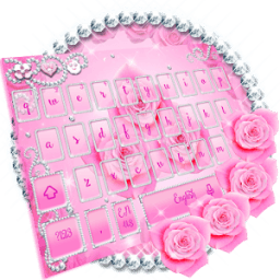 Diamond Pink Rose Keyboard Theme иконка