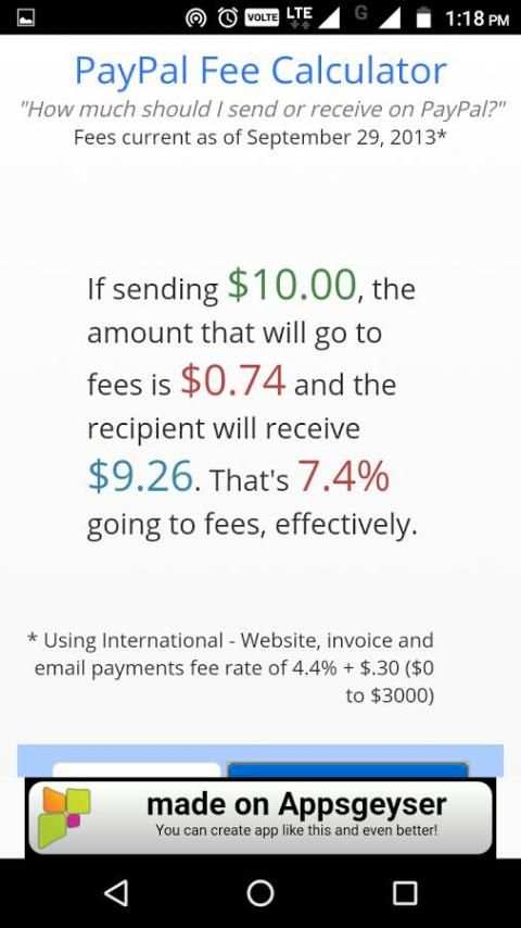 PayPal Fees Calculator 2017 скриншот 2