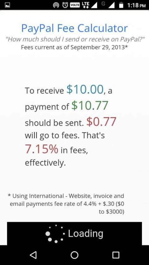 PayPal Fees Calculator 2017 скриншот 1