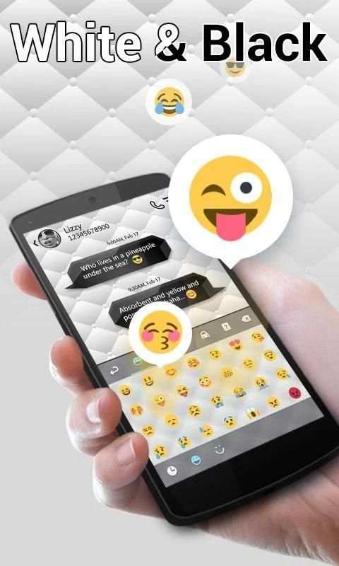 Black and White Keyboard Theme 4 تصوير الشاشة