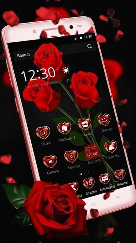 red rose flower keyboard theme screenshot 2