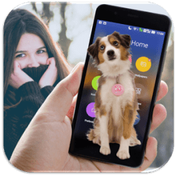 ikon Dog in Phone Cute Joke