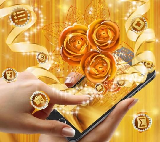 ikon Golden Rose Flower Diamond Theme