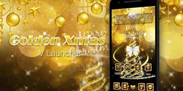 Golden Xmas Parallax V Launcher Theme screenshot 1