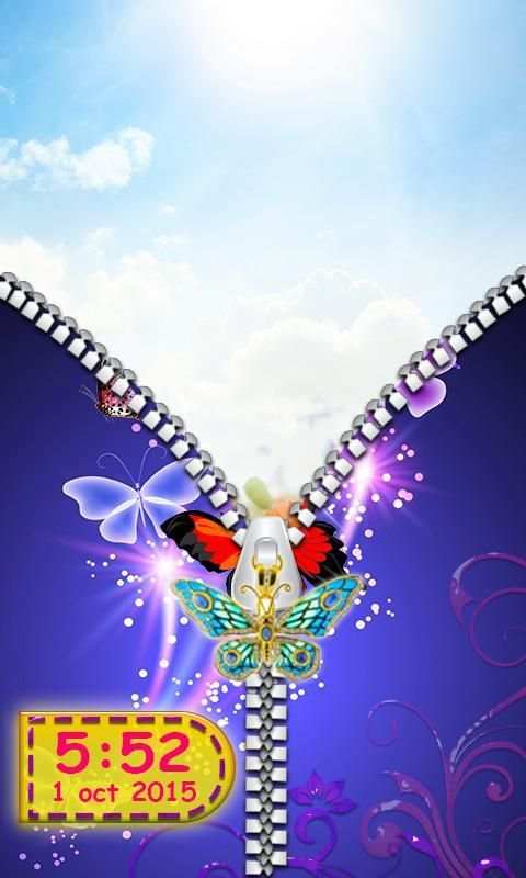 Butterfly Zipper Lock Screen скриншот 2