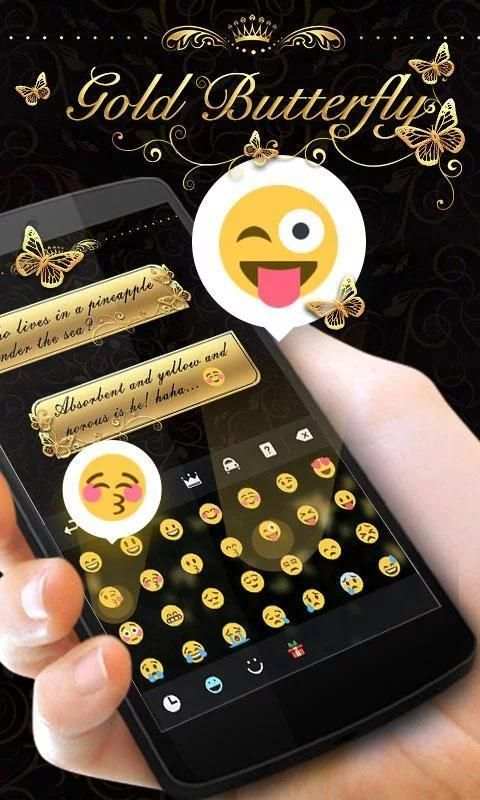 Gold Butterfly Keyboard Theme screenshot 3