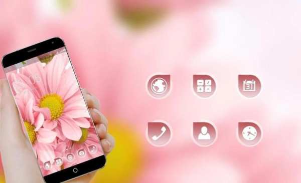 Flowers Launcher Theme: Pink Rose Spring Flower screenshot 1