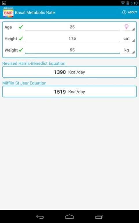 BMR Calculator screenshot 1
