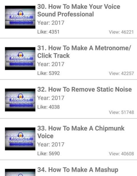 Free Audacity video tutorials 1 تصوير الشاشة