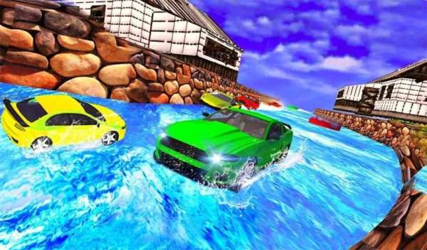Water Slide Real Car Racing скриншот 2