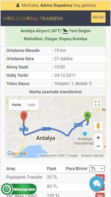 WGT - World Global Transfer Yolcu Uygulaması screenshot 1