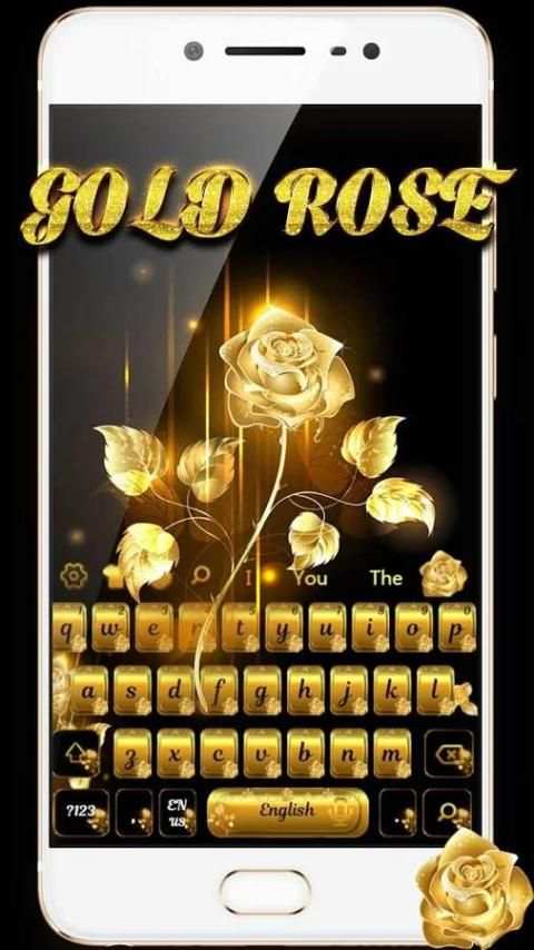 Gold glitter rose keyboard theme screenshot 2