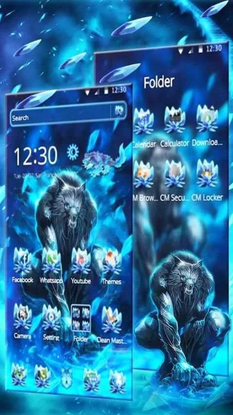 Blue Ice Wolf Theme screenshot 2