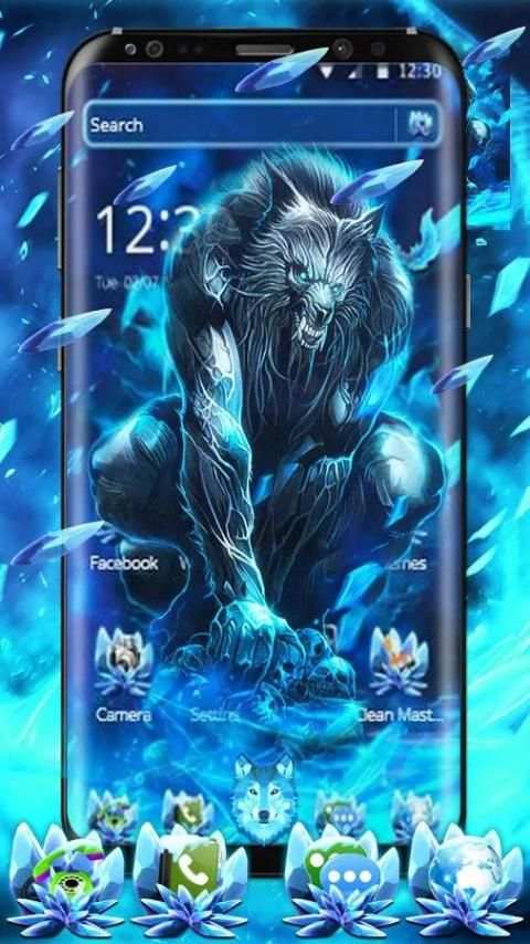 Blue Ice Wolf Theme screenshot 4