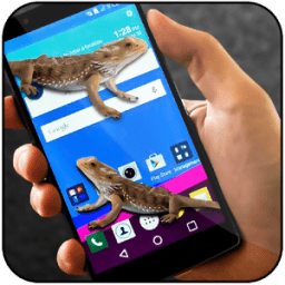 Lizard on phone screen funny joke иконка